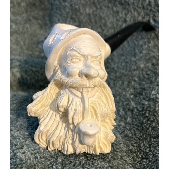 Unused Meerschaum Pipe Hand Carved Bearded Man Smoking Pipe - Picture 9 of 10